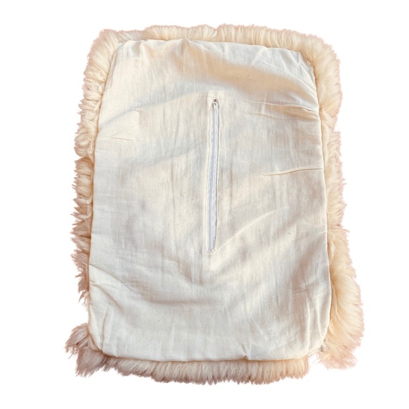 Alpaca llama cream and brown shearling fur tapestry wall hanging art 2pc Set - Picture 8 of 9